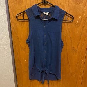 Button Down Tie Tank Top